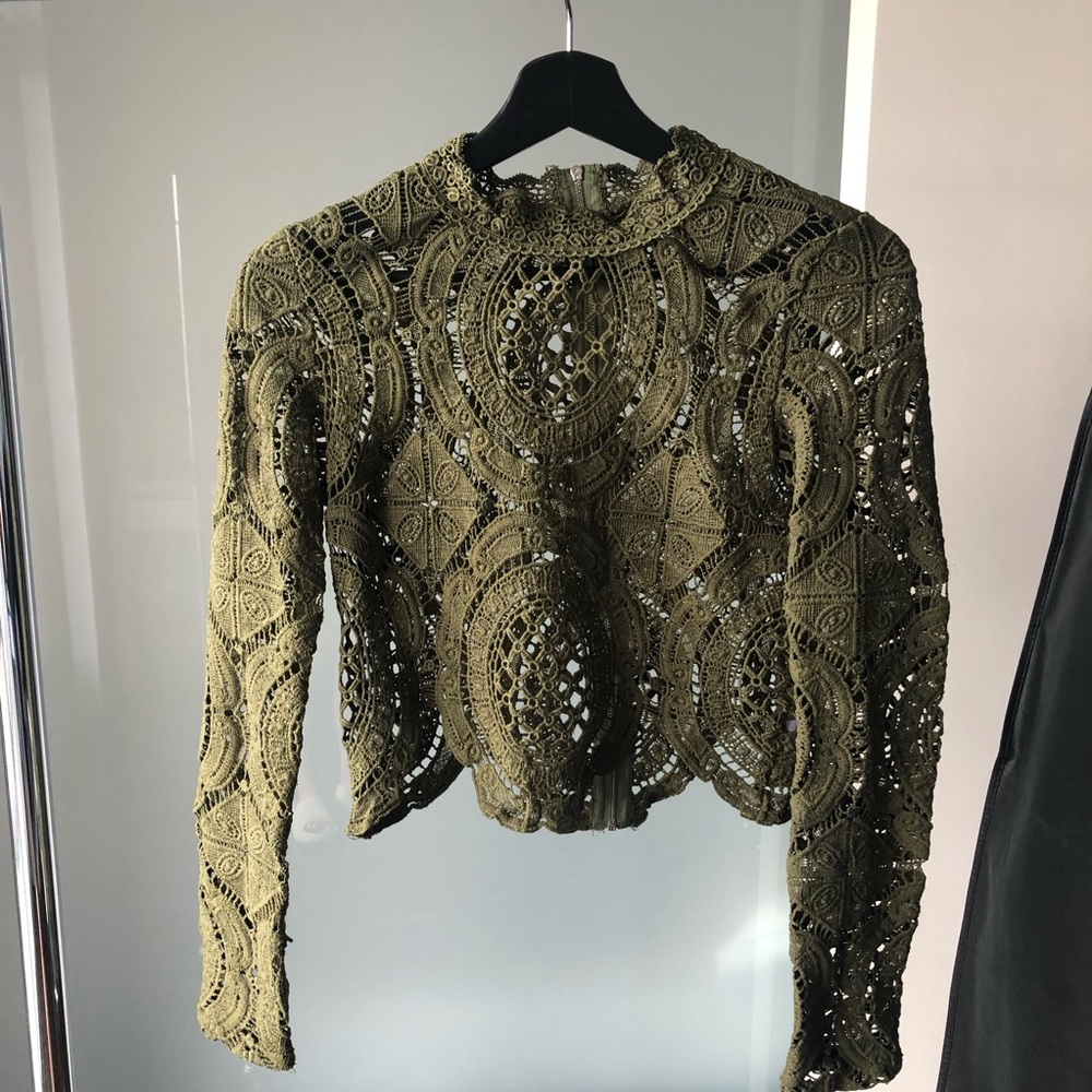 Chic Olive Lace Blouse for Women